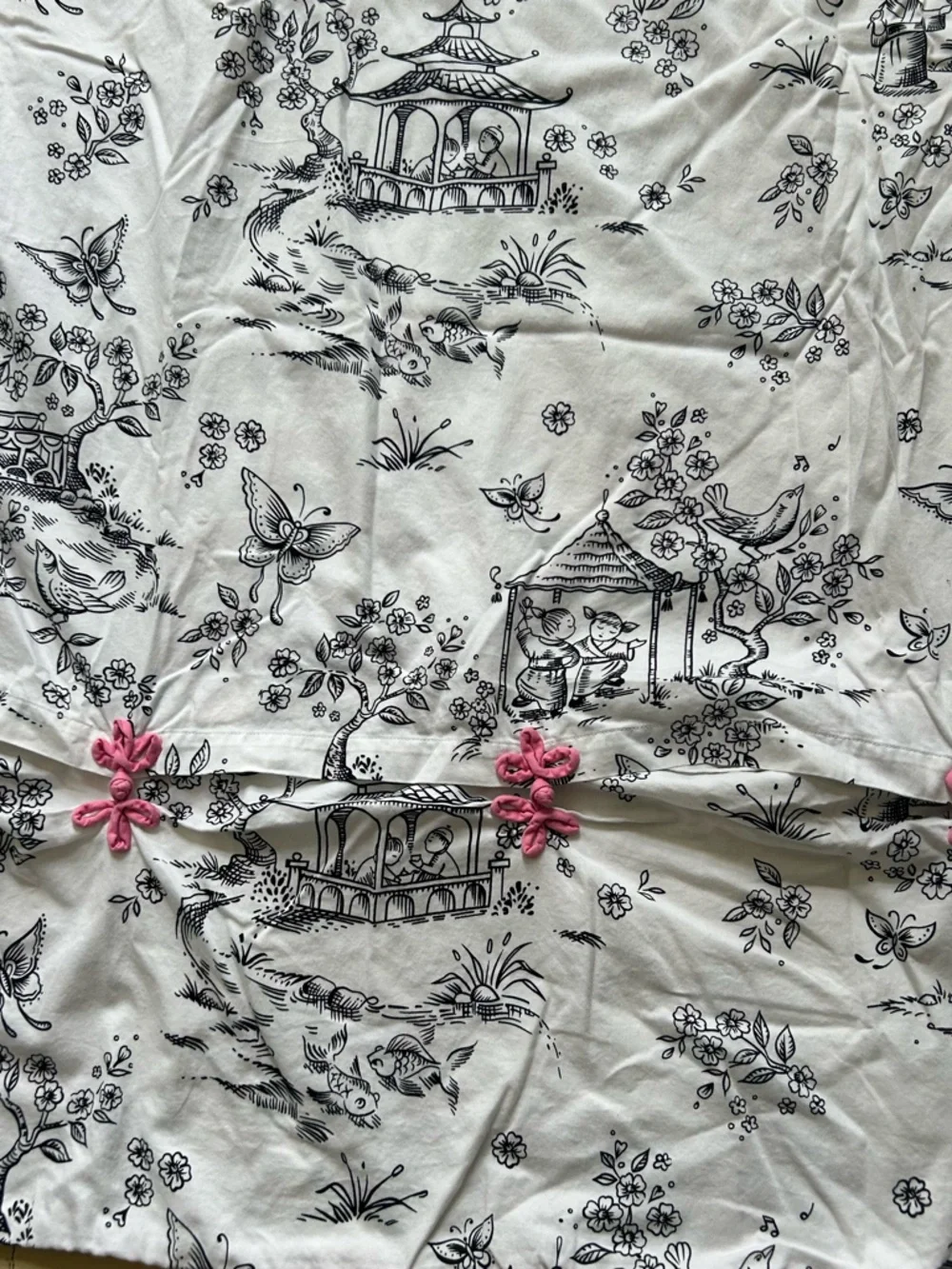 WHISTLE & WINK Chinoiserie Floral Toile Twin Cotton Duvet #0310266